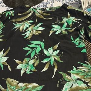 Ralph Lauren Black and Green Floral Blouse